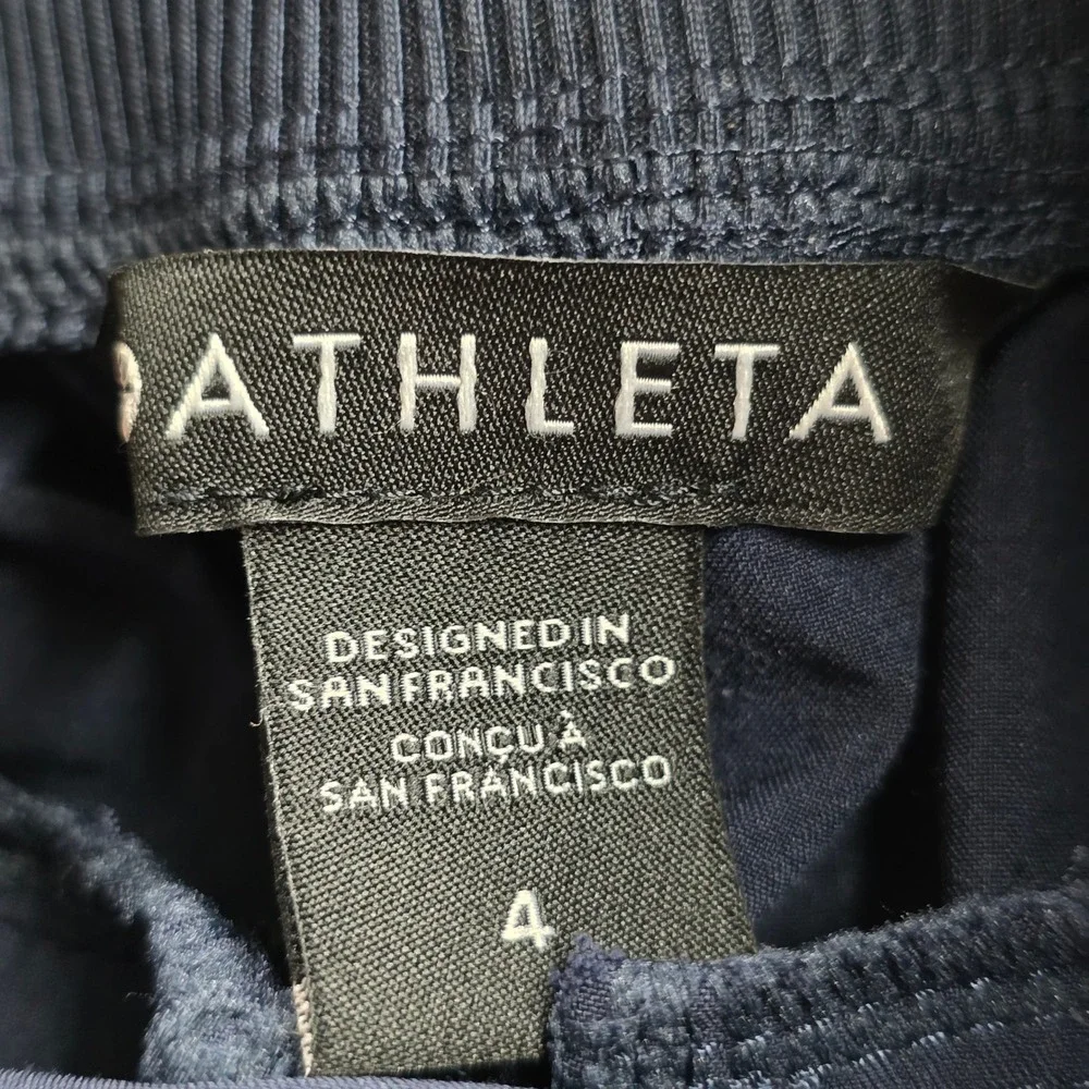 Athleta Brooklyn Heights Pants Ribbed Side Stripe Navy Blue 4 Womens Travel Yoga
